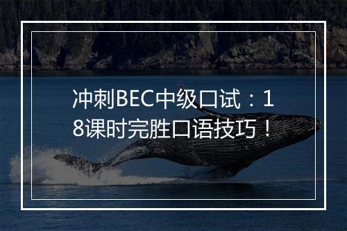 冲刺BEC中级口试：18课时完胜口语技巧！