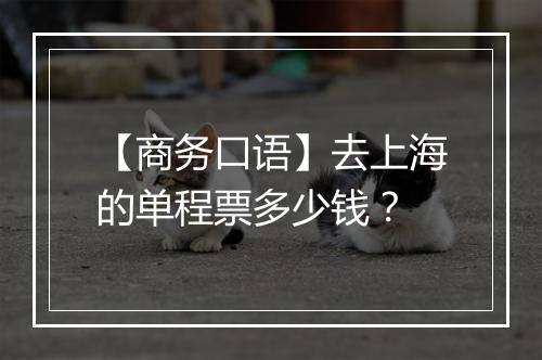 【商务口语】去上海的单程票多少钱？