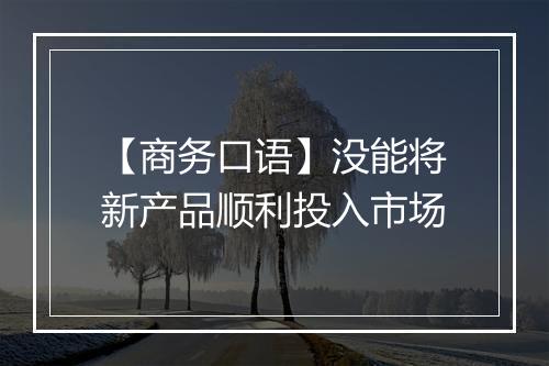 【商务口语】没能将新产品顺利投入市场