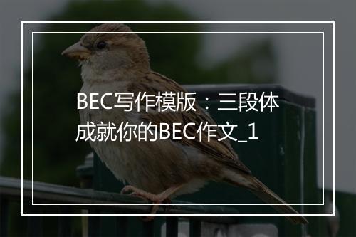 BEC写作模版：三段体成就你的BEC作文_1