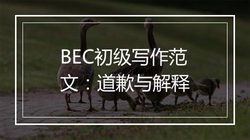 BEC初级写作范文：道歉与解释