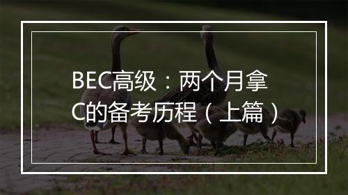 BEC高级：两个月拿C的备考历程（上篇）