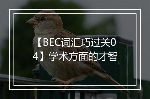 【BEC词汇巧过关04】学术方面的才智