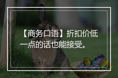 【商务口语】折扣价低一点的话也能接受。