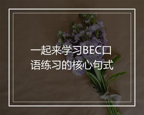 一起来学习BEC口语练习的核心句式