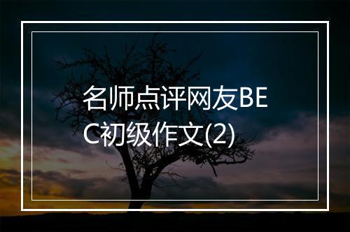 名师点评网友BEC初级作文(2)