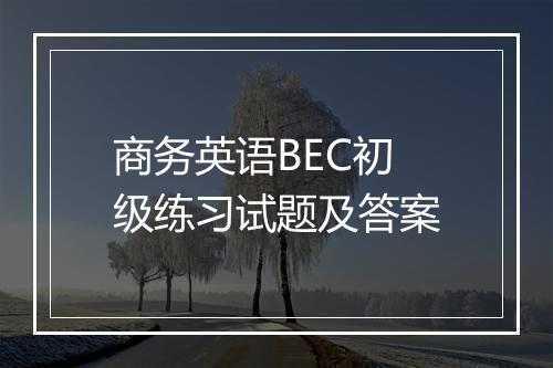 商务英语BEC初级练习试题及答案