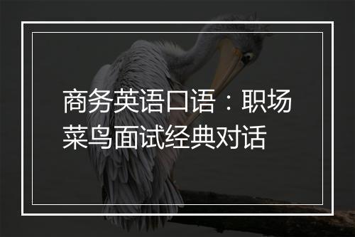 商务英语口语：职场菜鸟面试经典对话