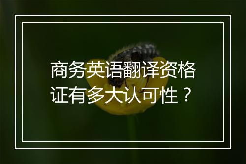 商务英语翻译资格证有多大认可性？