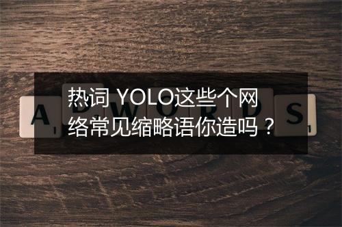 热词 YOLO这些个网络常见缩略语你造吗？