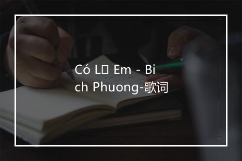 Có Lẽ Em - Bich Phuong-歌词