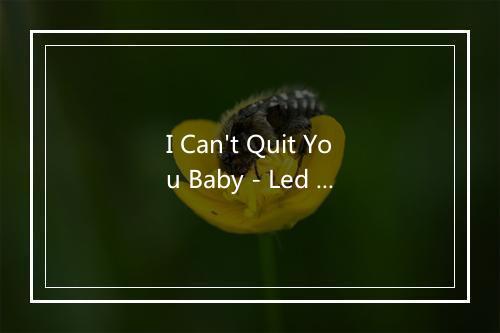 I Can't Quit You Baby - Led Zeppelin-歌词