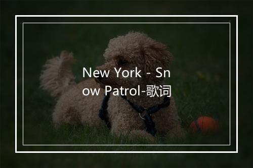 New York - Snow Patrol-歌词