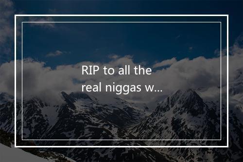 RIP to all the real niggas worldwide-歌词