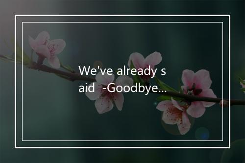 We've already said  -Goodbye--歌词