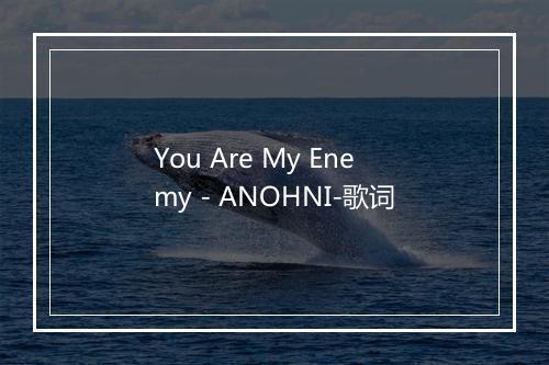 You Are My Enemy - ANOHNI-歌词