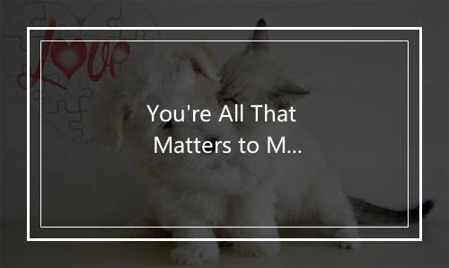 You're All That Matters to Me - Curtis Stigers-歌词