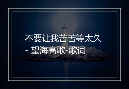 不要让我苦苦等太久 - 望海高歌-歌词