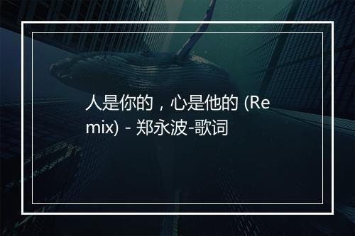 人是你的，心是他的 (Remix) - 郑永波-歌词