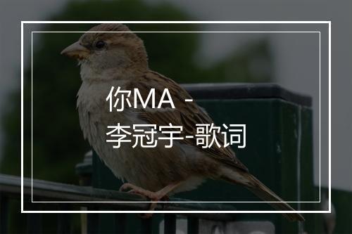 你MA - 李冠宇-歌词