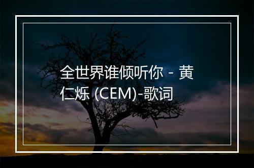 全世界谁倾听你 - 黄仁烁 (CEM)-歌词