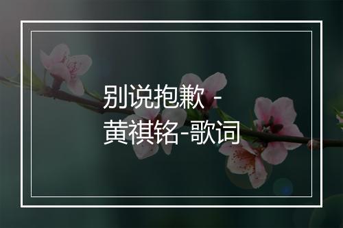 别说抱歉 - 黄祺铭-歌词