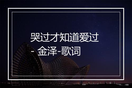 哭过才知道爱过 - 金泽-歌词