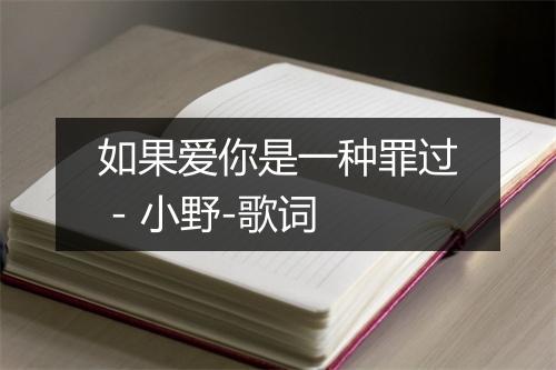 如果爱你是一种罪过 - 小野-歌词