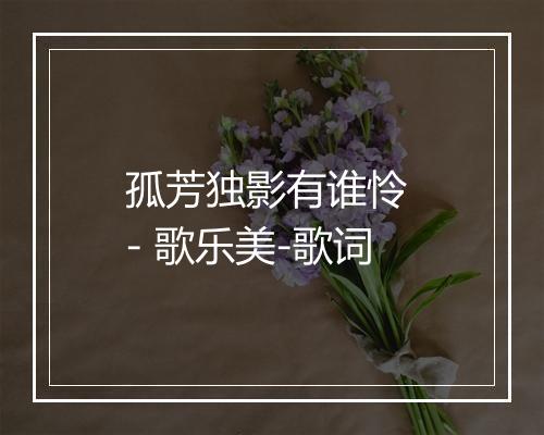 孤芳独影有谁怜 - 歌乐美-歌词