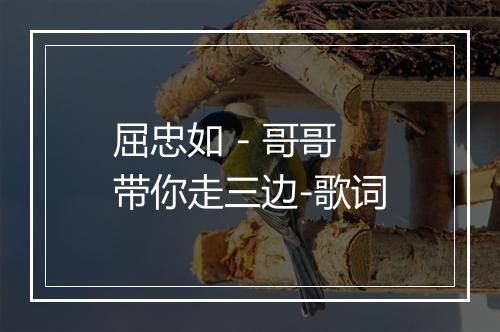 屈忠如 - 哥哥带你走三边-歌词