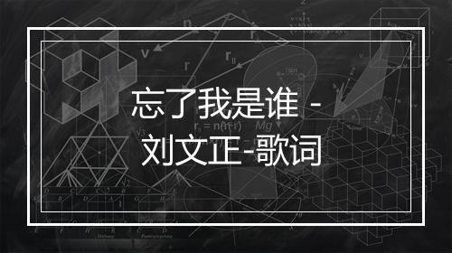 忘了我是谁 - 刘文正-歌词