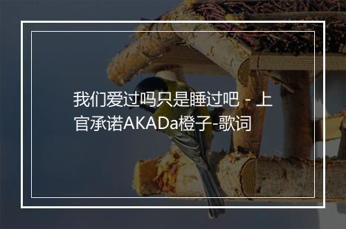 我们爱过吗只是睡过吧 - 上官承诺AKADa橙子-歌词