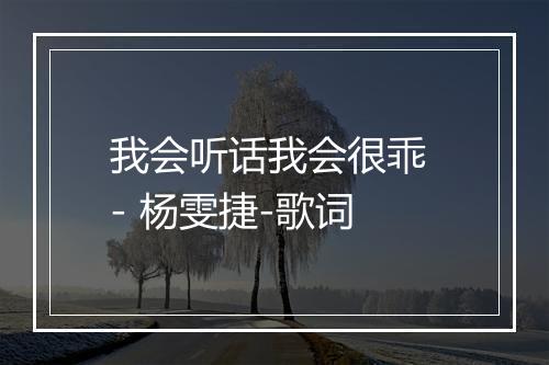 我会听话我会很乖 - 杨雯捷-歌词