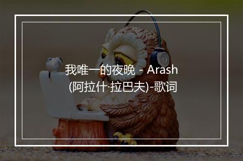 我唯一的夜晚 - Arash (阿拉什·拉巴夫)-歌词