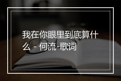 我在你眼里到底算什么 - 何流-歌词