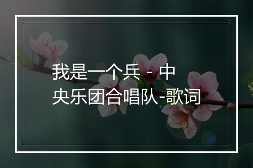 我是一个兵 - 中央乐团合唱队-歌词