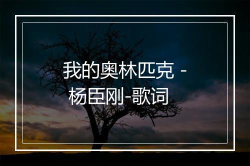 我的奥林匹克 - 杨臣刚-歌词