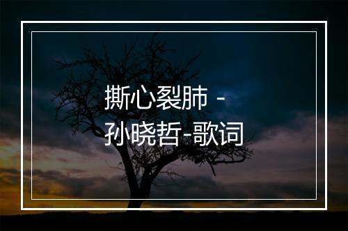 撕心裂肺 - 孙晓哲-歌词