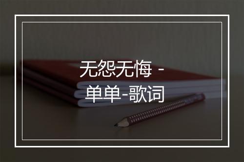 无怨无悔 - 单单-歌词