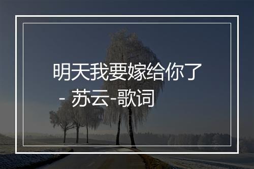 明天我要嫁给你了 - 苏云-歌词