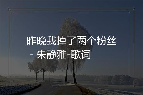 昨晚我掉了两个粉丝 - 朱静雅-歌词