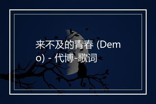 来不及的青春 (Demo) - 代博-歌词