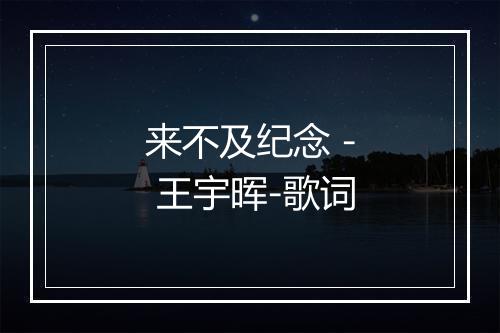 来不及纪念 - 王宇晖-歌词