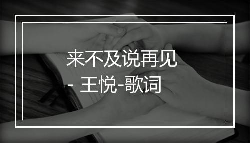 来不及说再见 - 王悦-歌词