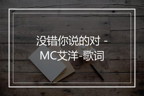 没错你说的对 - MC艾洋-歌词