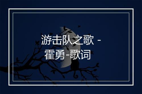 游击队之歌 - 霍勇-歌词