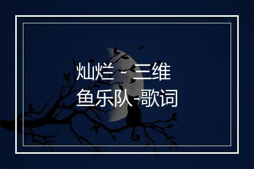 灿烂 - 三维鱼乐队-歌词