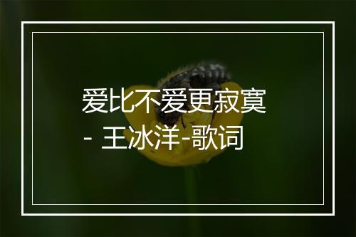 爱比不爱更寂寞 - 王冰洋-歌词