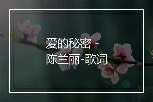 爱的秘密 - 陈兰丽-歌词