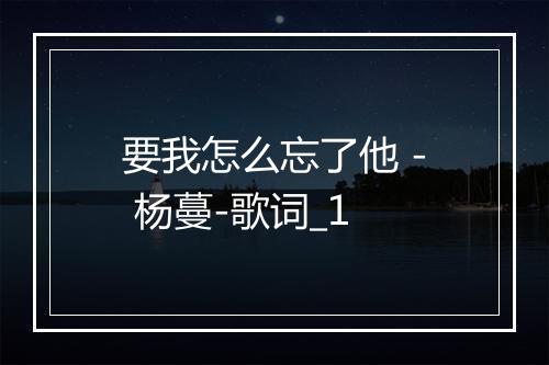 要我怎么忘了他 - 杨蔓-歌词_1